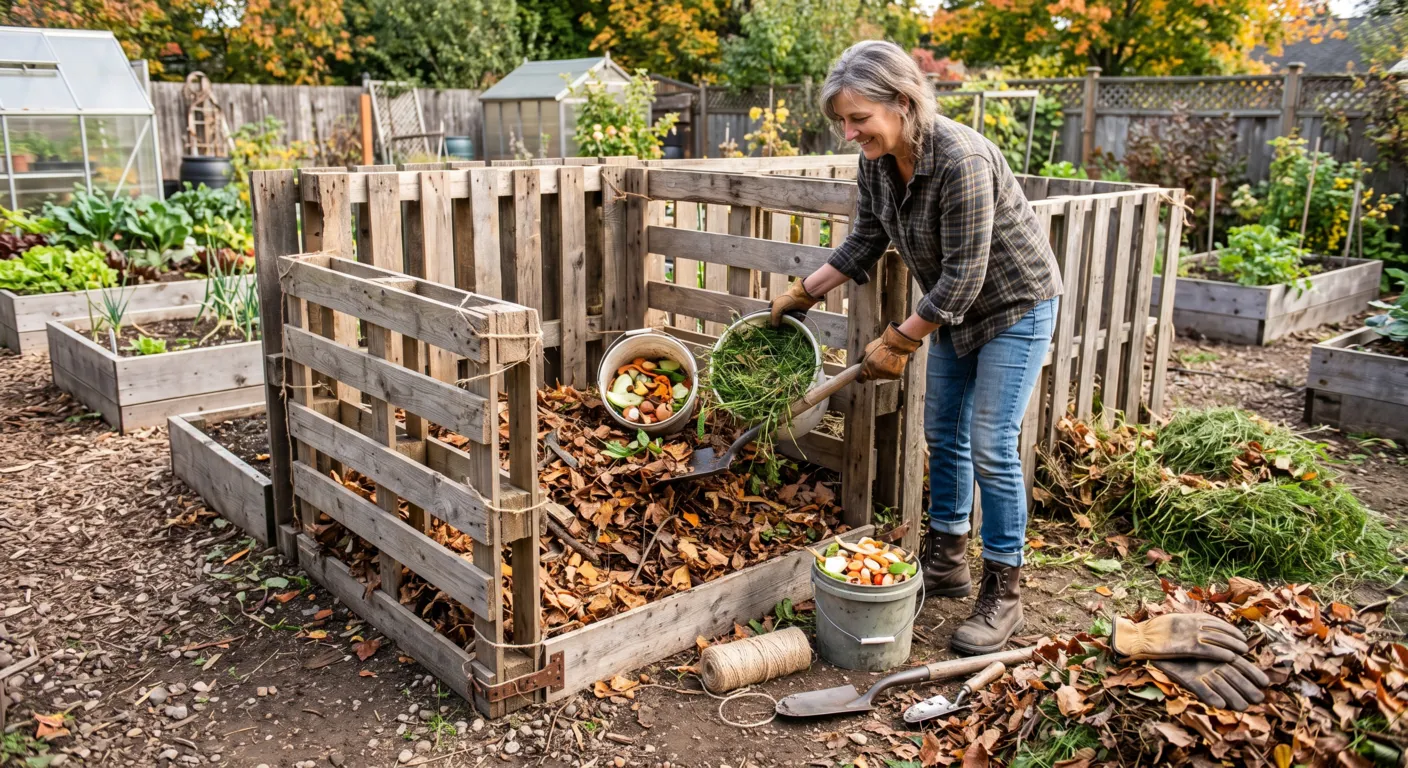 Affordable expandable compost bin made from recycled materials for beginner home composting