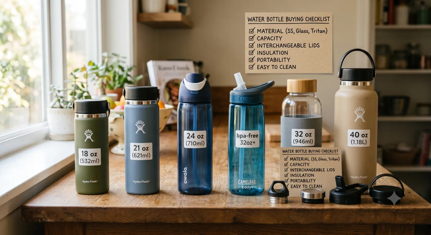 Reusable water bottle materials and features compared before buying