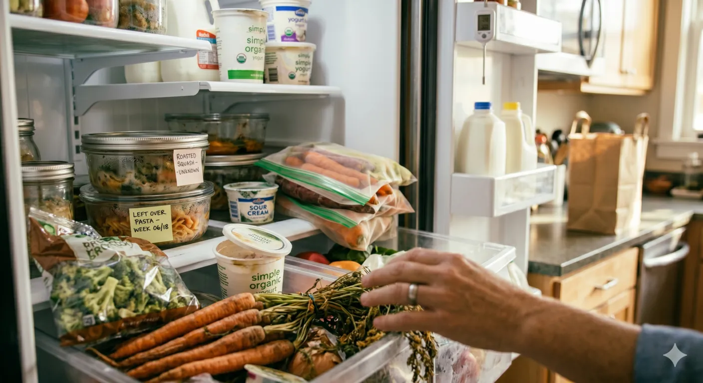 Forgotten leftovers and spoiled produce causing unnecessary household food waste