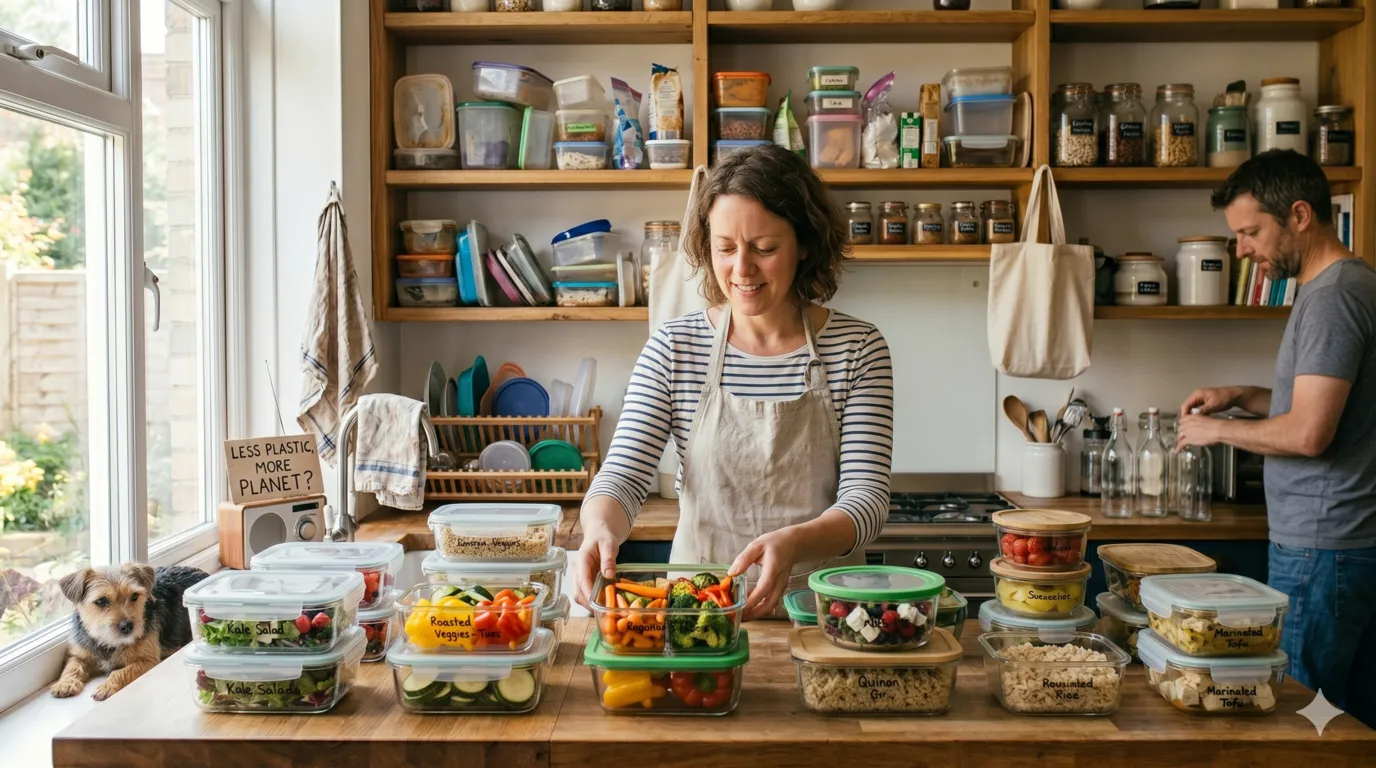 Glass food storage containers keeping leftovers and produce fresh naturally