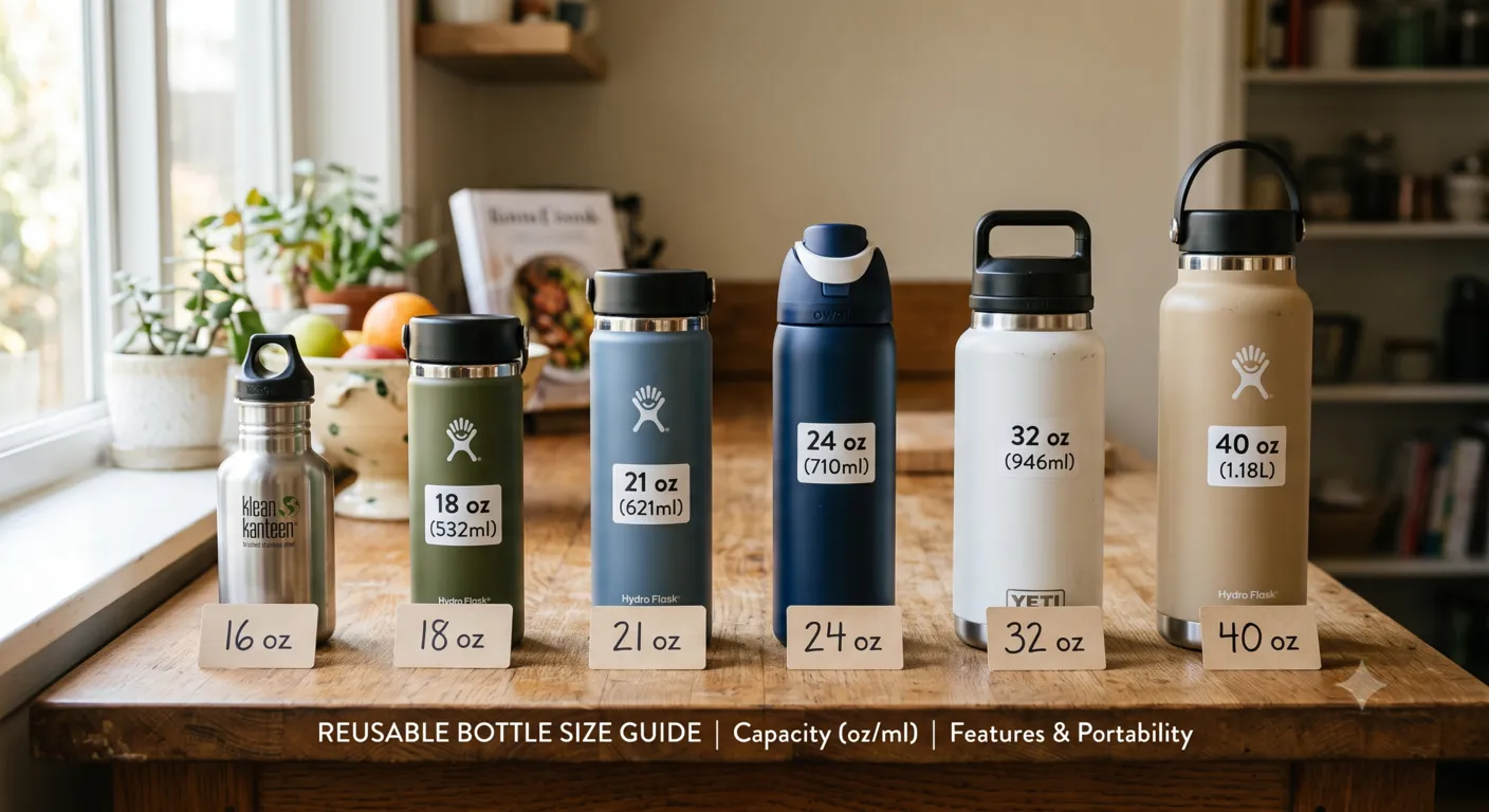 Different reusable water bottle sizes for everyday hydration needs